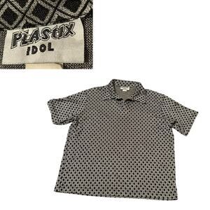 Vintage 1990s Y2K Diamond Metallic Shirt Club Top / Unisex Large -